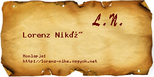 Lorenz Niké névjegykártya